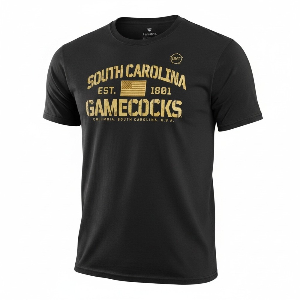 Fanatics South Carolina Gamecocks T-Shirt Mens XL Black Military Camo Flag Comfy